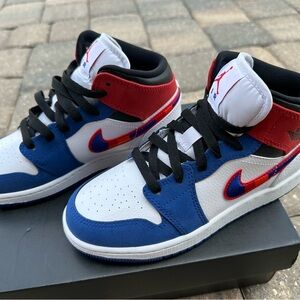 Jordan Air Mid SE White and Red Sneakers